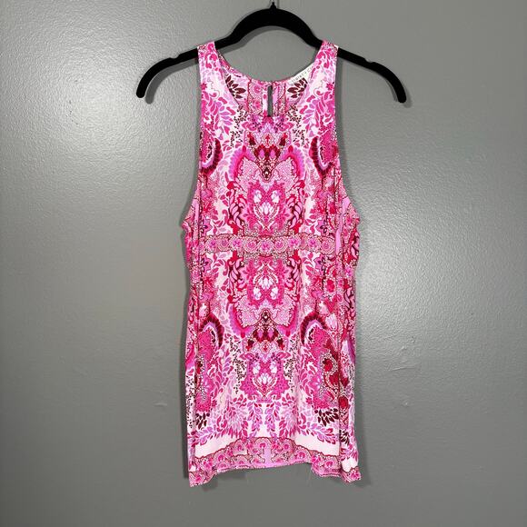 Violet + Claire Women's Bright Pink Boho Printed Tank Top - Size Small - Bold - Picture 1 of 6